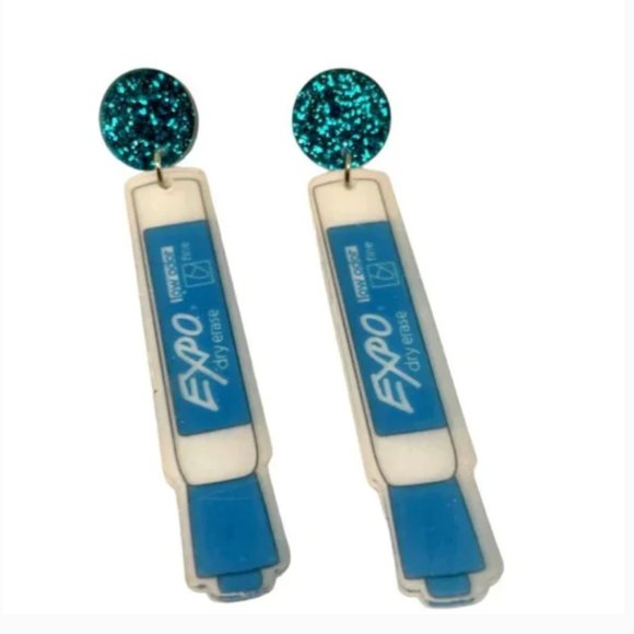 ⭐️💍 FREE Sharpie Pen College School Teacher Appreciation Artsy Pop Art Earrings - Picture 2 of 8